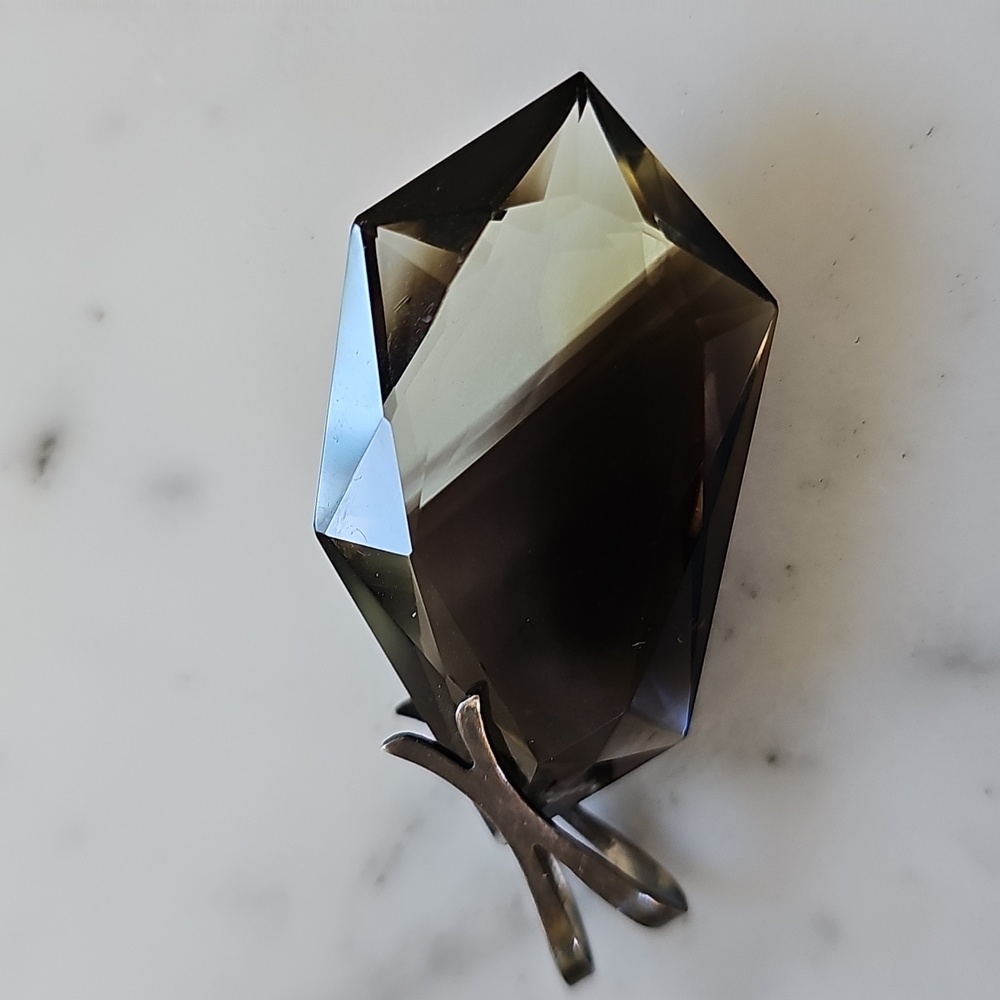 🌺HP🌺Vintage Facet-Cut Smokey Quartz Pendant - Picture 3 of 9